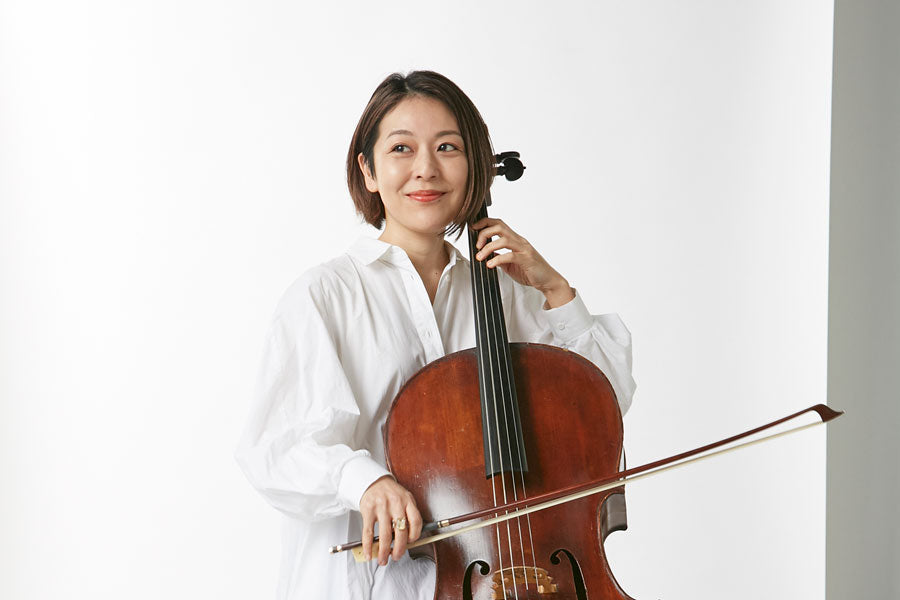 Cello player Nanako Kobayashi is a model worn